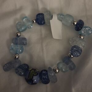 Blue and Silver Beaded Bracelet